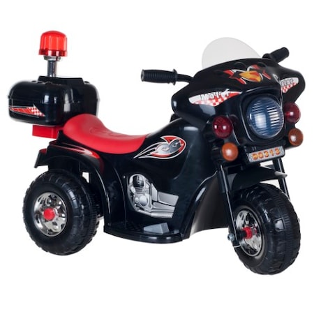 Toy Time Ride-On Motorcycle- 6V Battery Powered Black Toy Trike- 3 Wheeled Motorized Bike (Black)